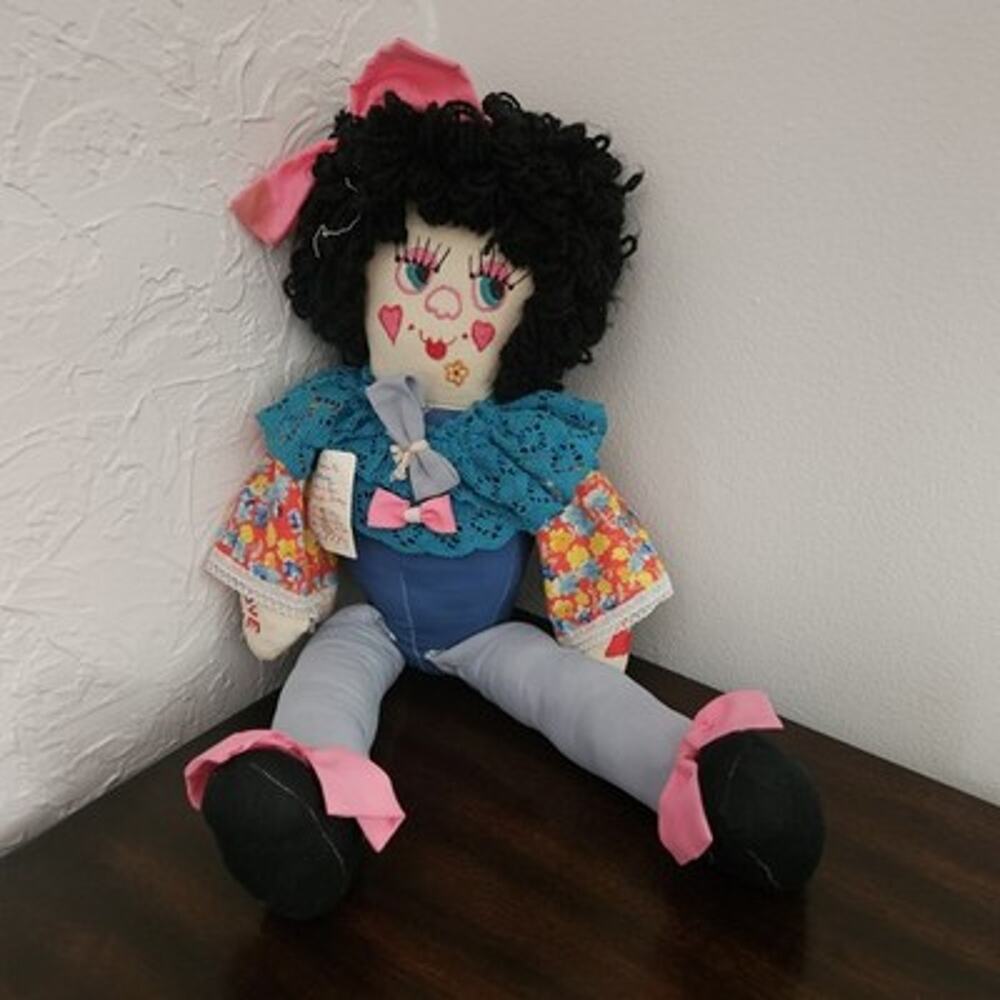 Vintage Georgia Charuhas Folk Art Doll Cloth Hippi Boho Embroidered Cottagecore